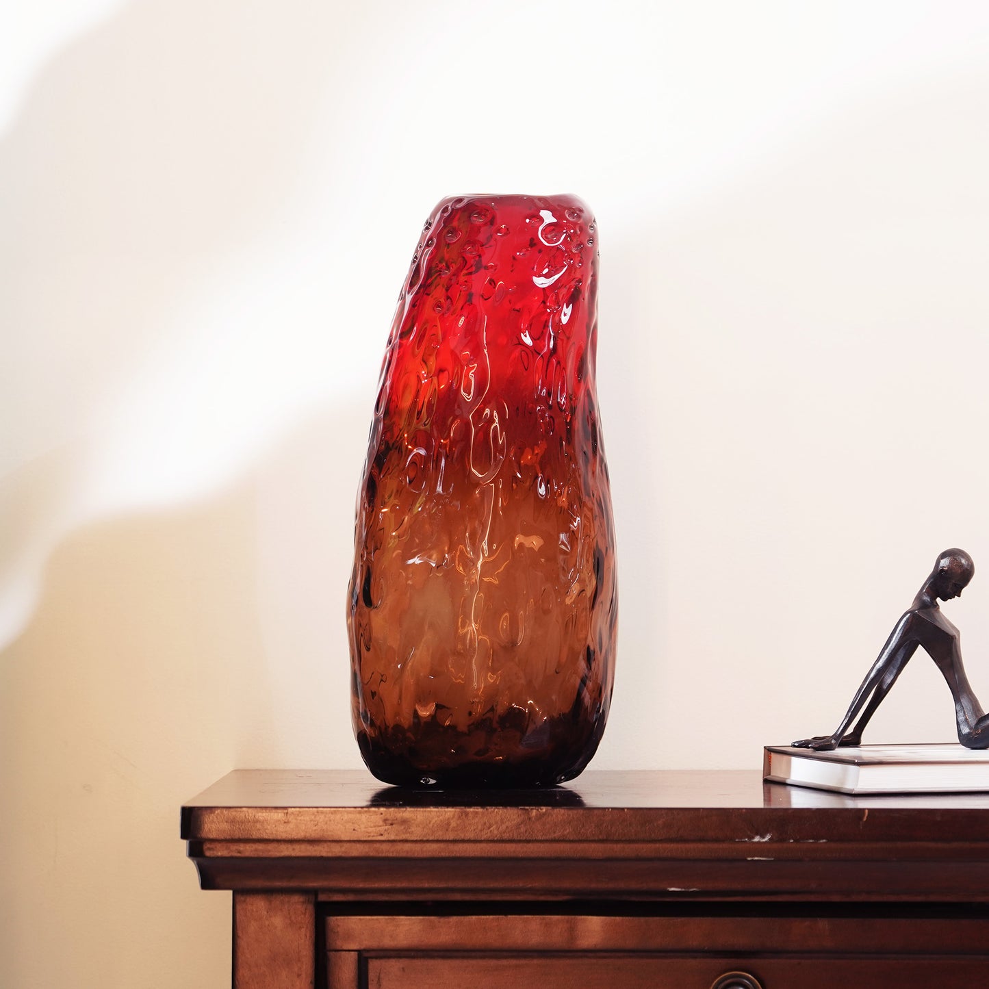 Table Vase Radiant Inferno - Red & Yellow Glass Table Vase