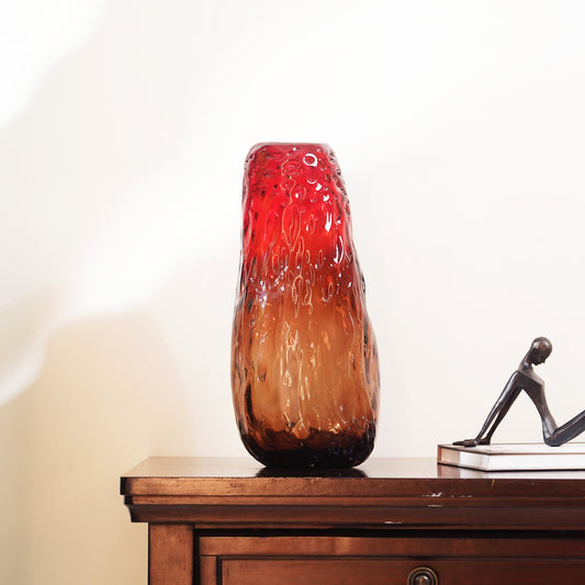 Table Vase Radiant Inferno - Red & Yellow Glass Table Vase