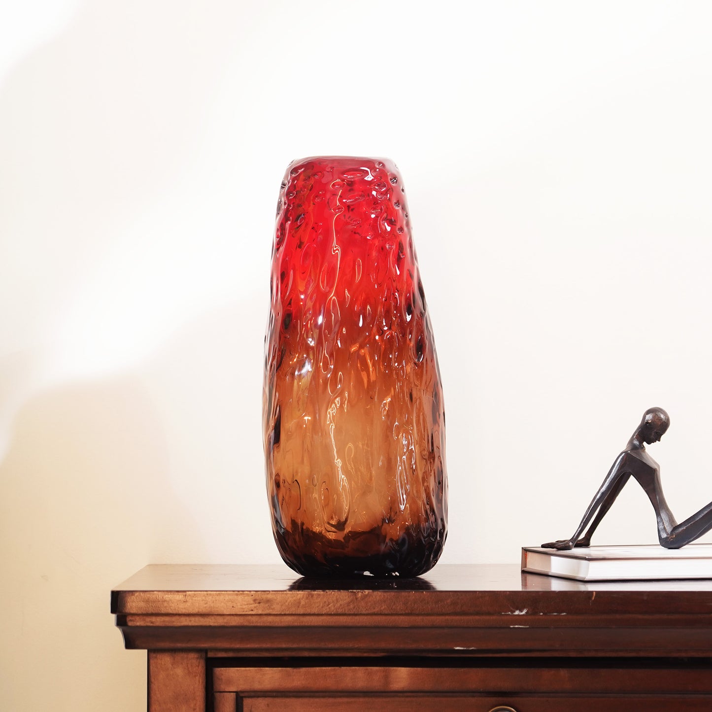 Table Vase Radiant Inferno - Red & Yellow Glass Table Vase