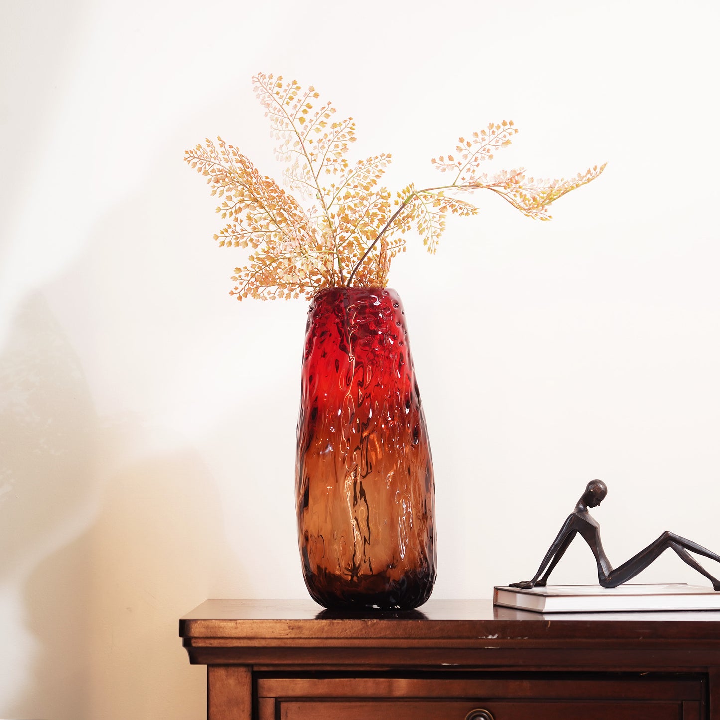Table Vase Radiant Inferno - Red & Yellow Glass Table Vase