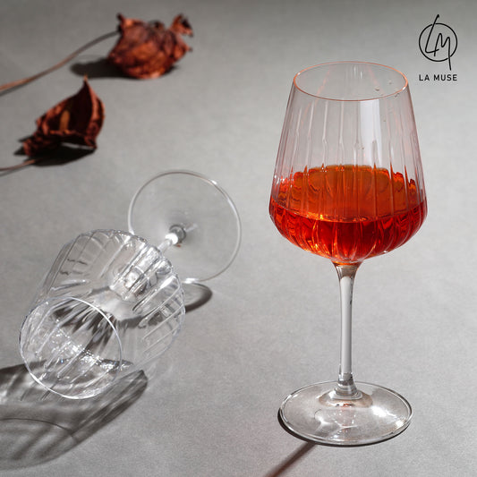 Wine Glass Merlot Majesty - Fluted Wine Glasses Set (510 ml)