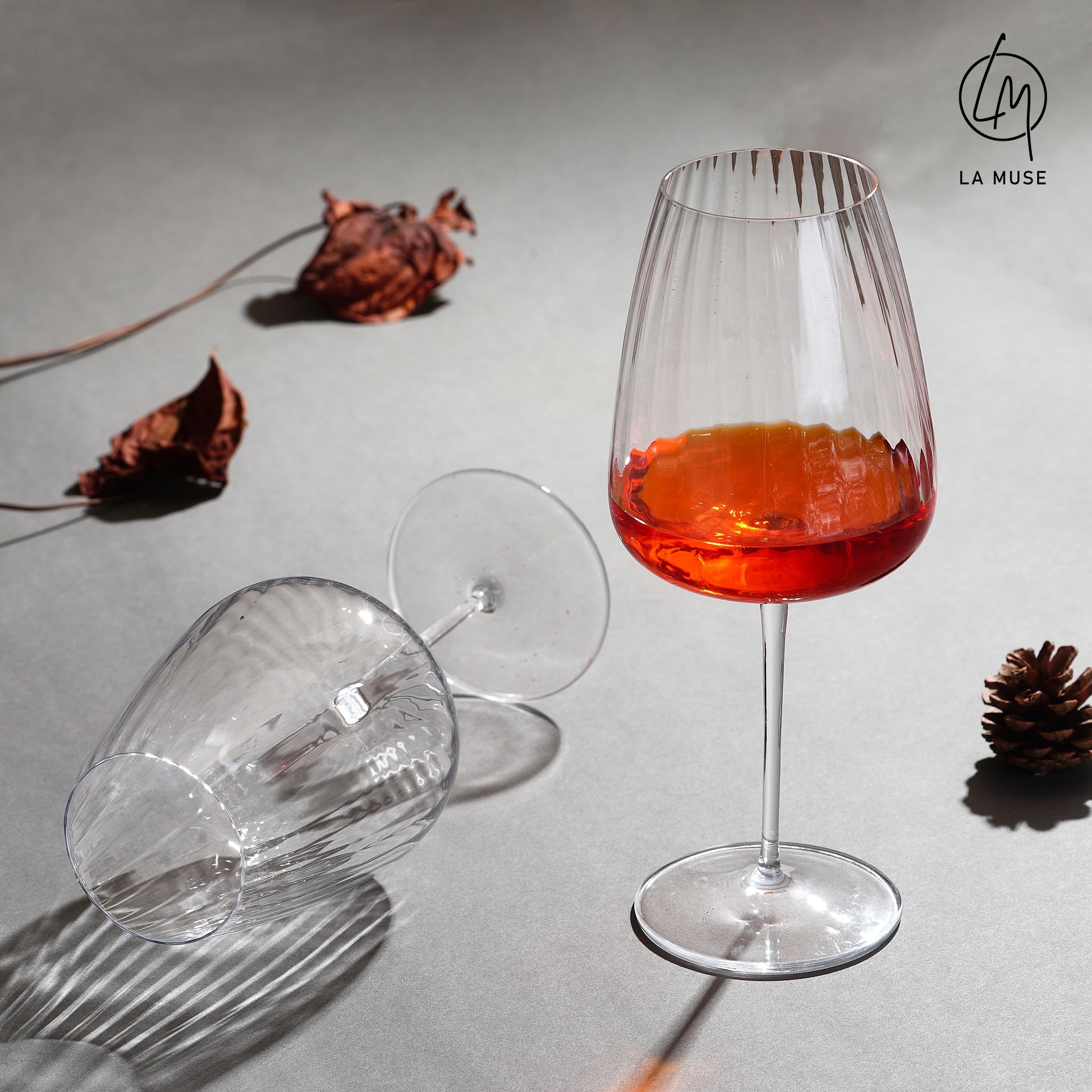 Wine Glass Merlot Majesty - Fluted Wine Glasses Set (700 ml)