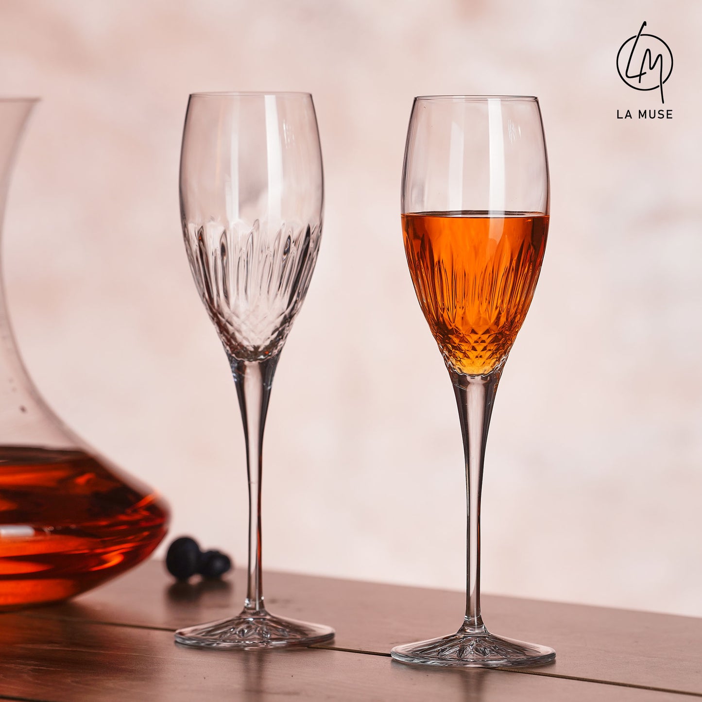 Wine Glass Diamond Drizzle - Champagne Glasses Set (220 ml)