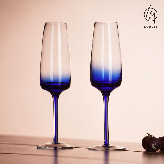 Champagne Glass Royal Rhapsody - Blue Champagne Glasses Set (200 ml)