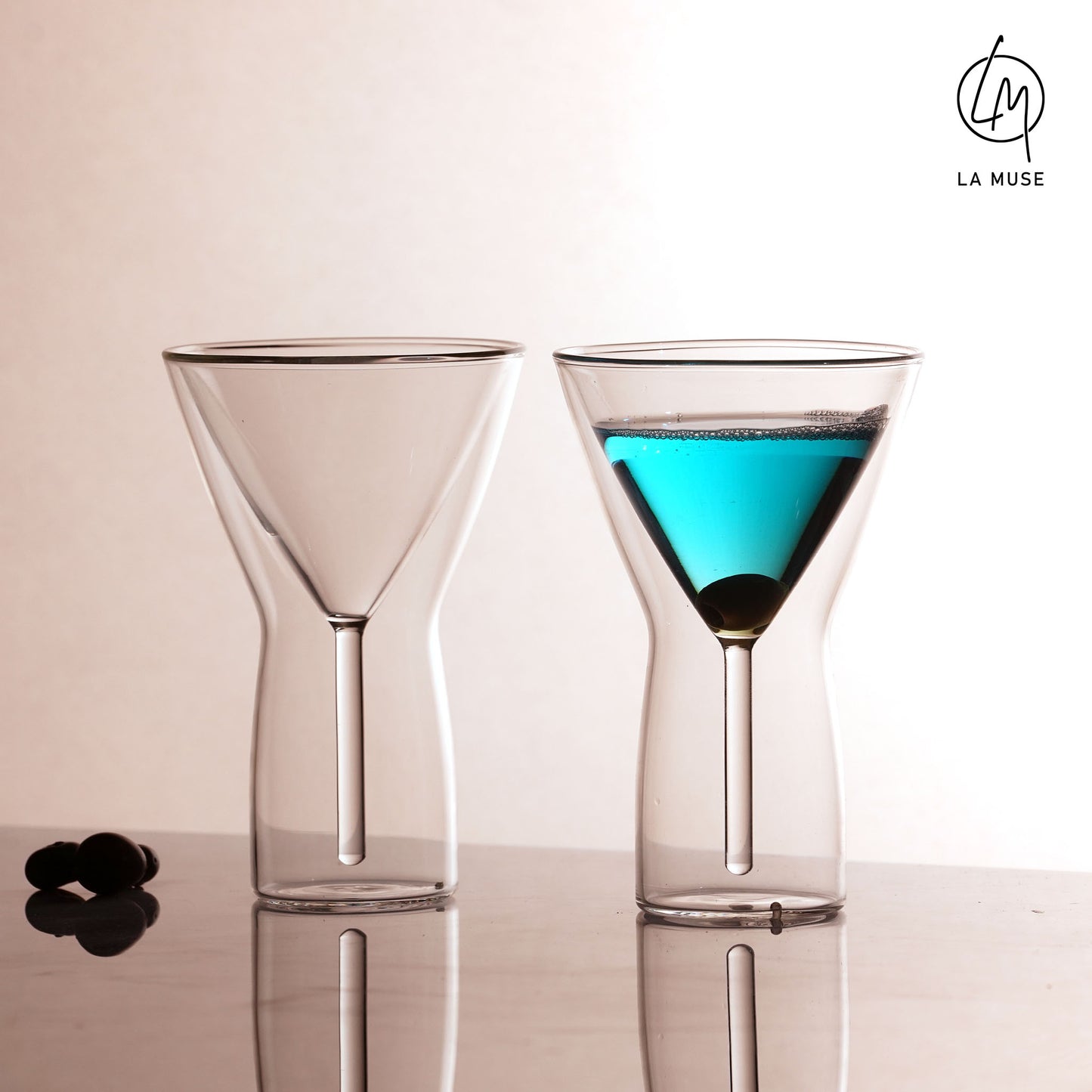 Cocktail Glass Martini Mirage - Double Wall Cocktail Glasses (180 ml) (Set of 2)