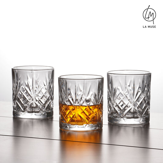 Whiskey Glass Diamond Duranta - Tumbler Whiskey Glasses Set (340 ml)
