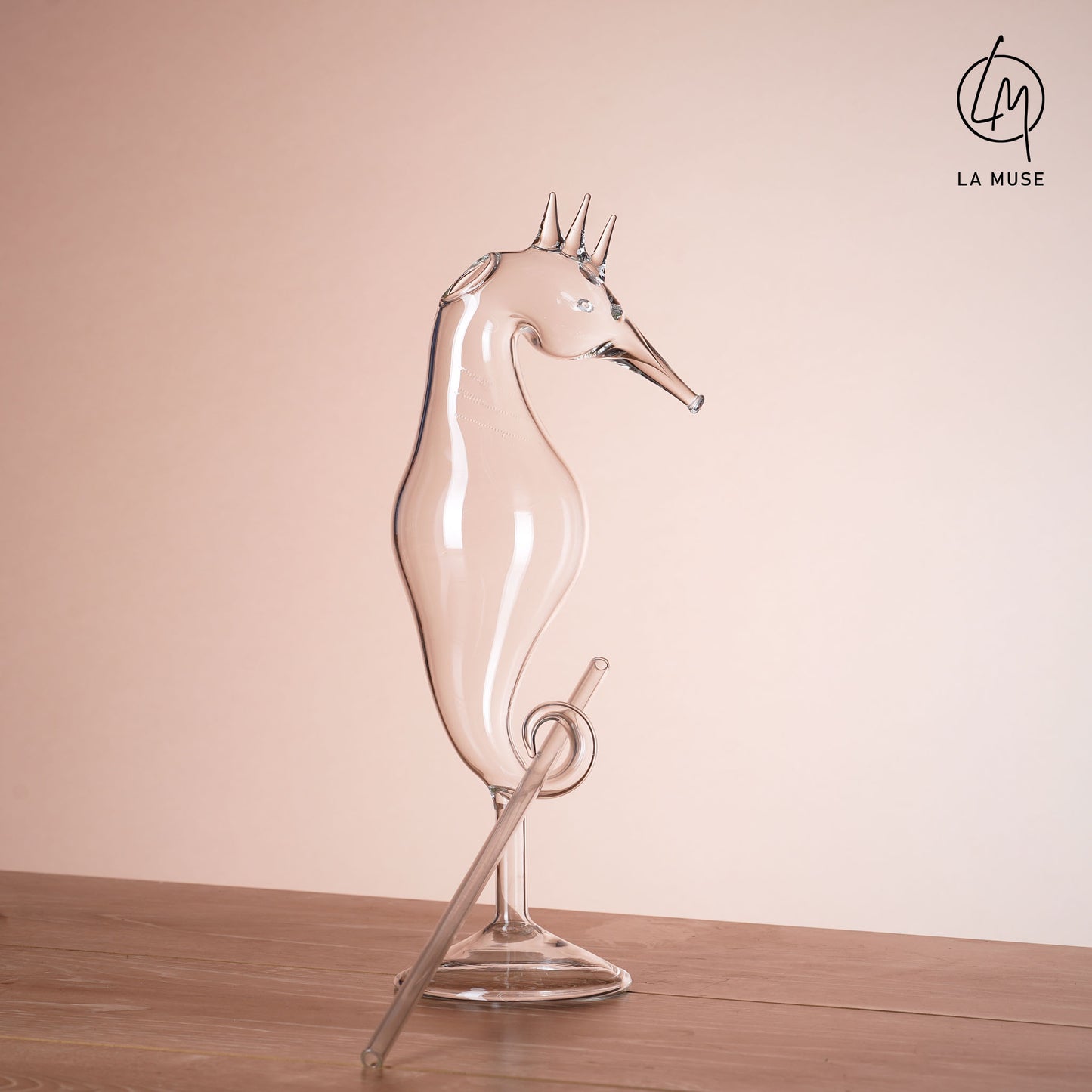 Cocktail Glass Maritime Muse - Seahorse Themed Cocktail Glass with Glass Straw (Set of 2) (330 ml)