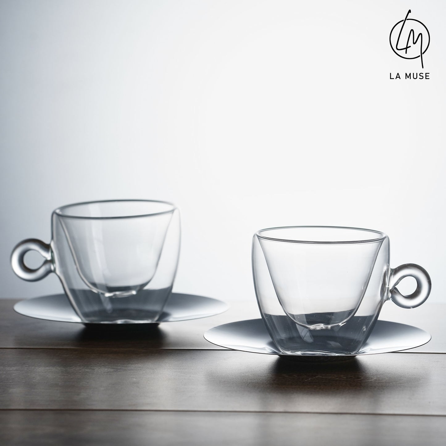 Coffee Cup Miss Mocha - Glass Coffee Cups & Saucers Set of 4 (165 ml)