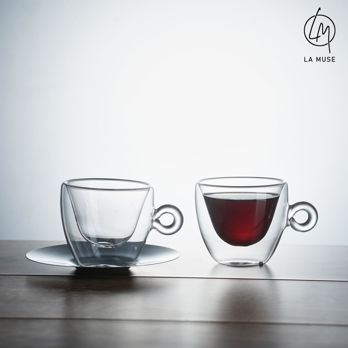 Coffee Cup Miss Mocha - Glass Coffee Cups & Saucers Set of 4 (165 ml)