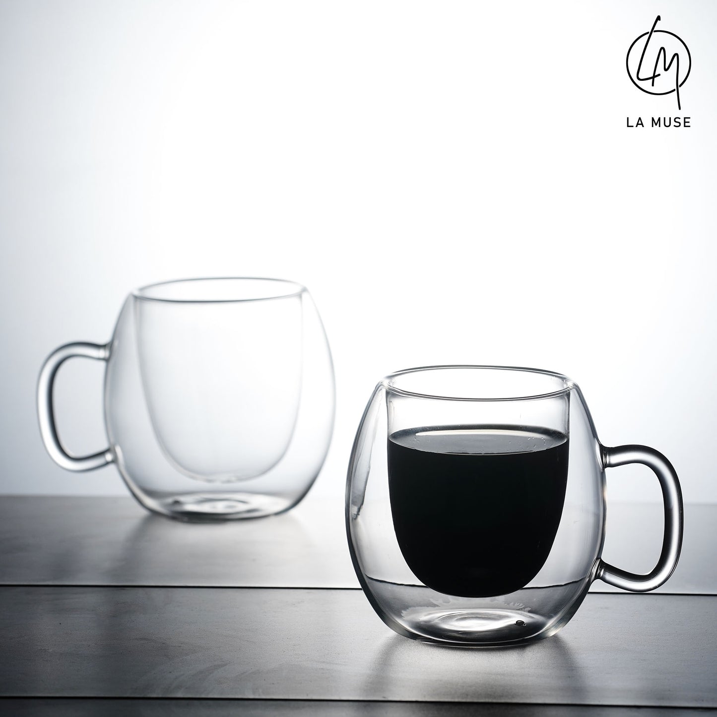 Coffee Cup Miss Mocha - Glass Coffee Cup Set of 2 (300 ml)