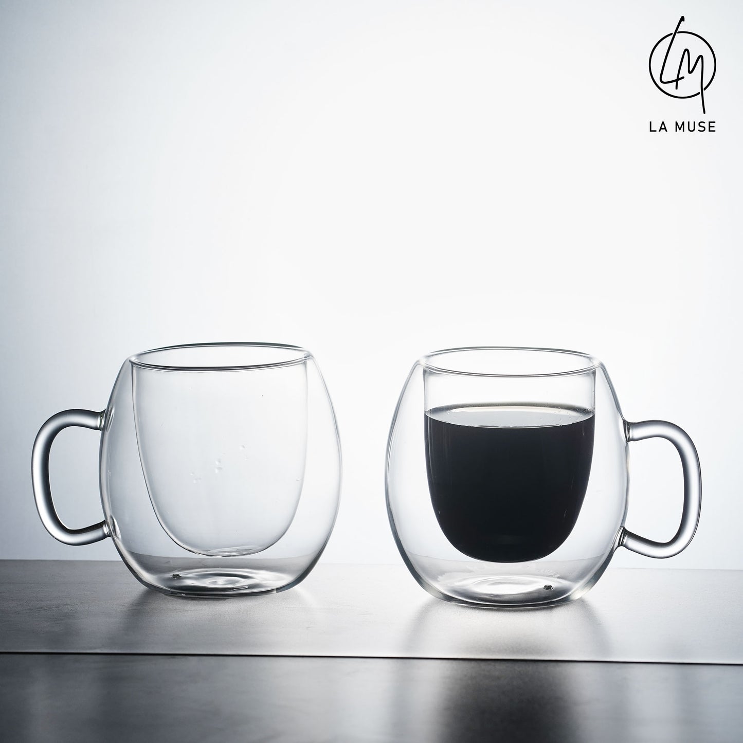 Coffee Cup Miss Mocha - Glass Coffee Cup Set of 2 (300 ml)