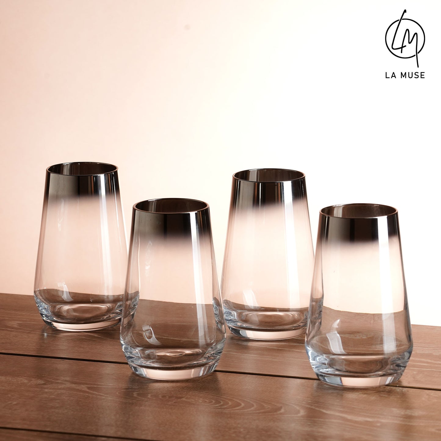 Tumblers Platinum Paladin - Silver Finish Tumbler Water Glasses (Set of 4)