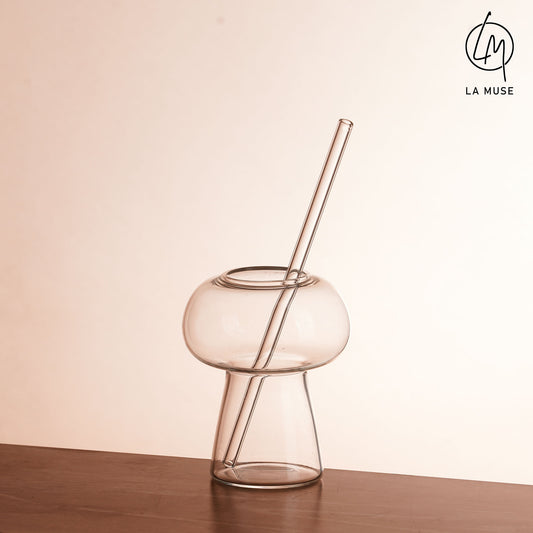 Cocktail Glass Shroomy Spirits - Cocktail Glasses Set with Glass Straw (Set of 2)