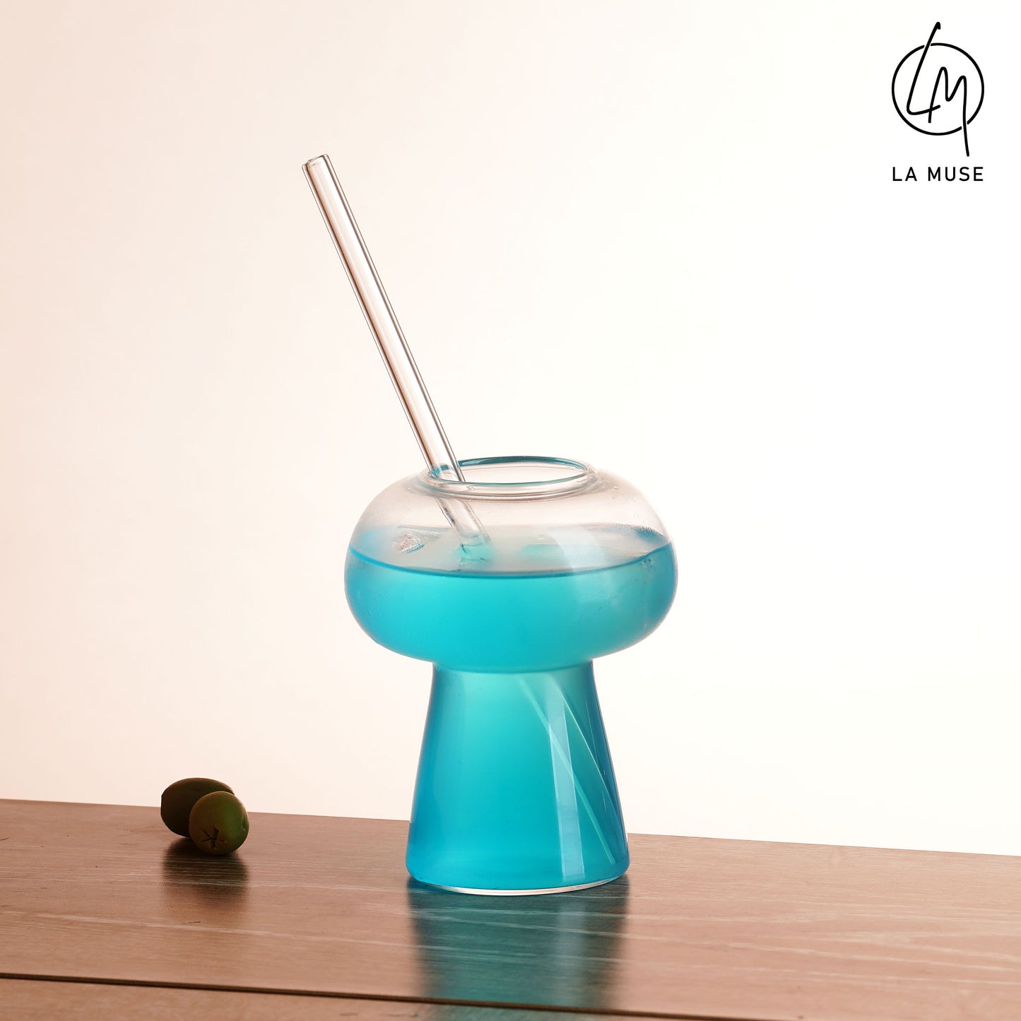 Cocktail Glass Shroomy Spirits - Cocktail Glasses Set with Glass Straw (Set of 2)
