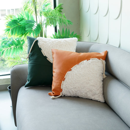 Cushion Cover Sheepish Chic - Fur & Leather Cushion Cover - Style 2