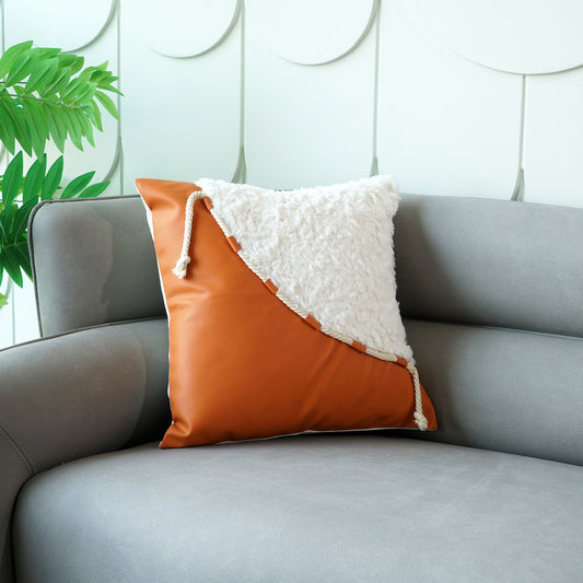 Cushion Cover Sheepish Chic - Fur & Leather Cushion Cover - Style 2