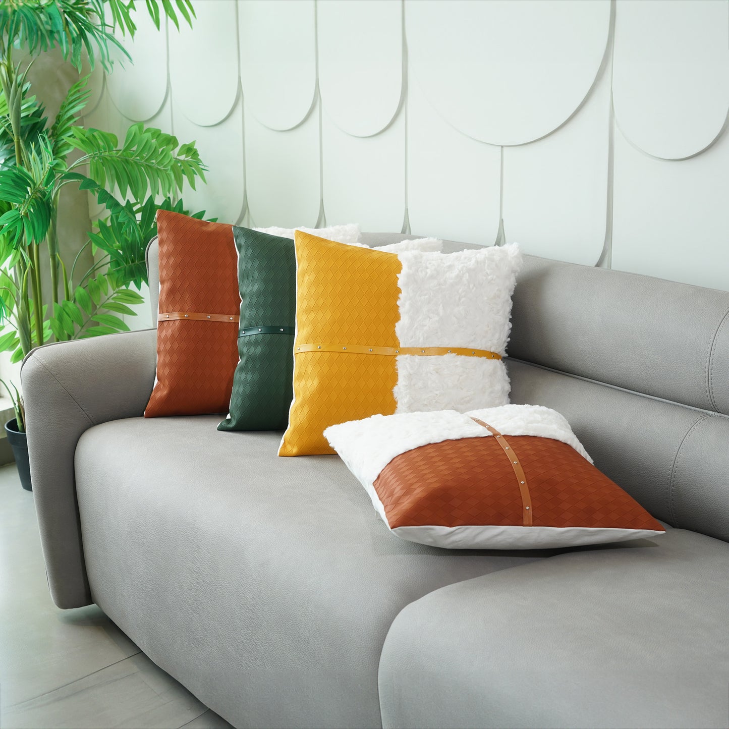 Cushion Cover Sheepish Chic - Fur & Leather Cushion Cover