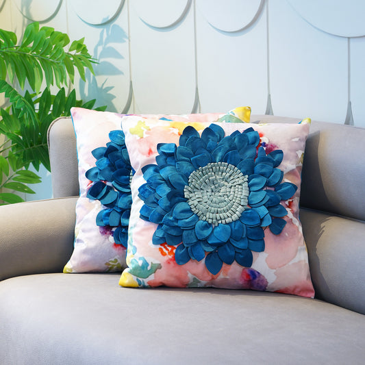 Cushion Cover Flirty Florals - Velvet & Cotton Cushion Cover