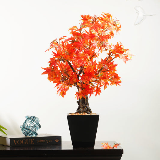 Artificial Trees/Plants Maple Majesty - Japanese Style Artificial Orange Maple Plant ~ 2.5 Feet Tall