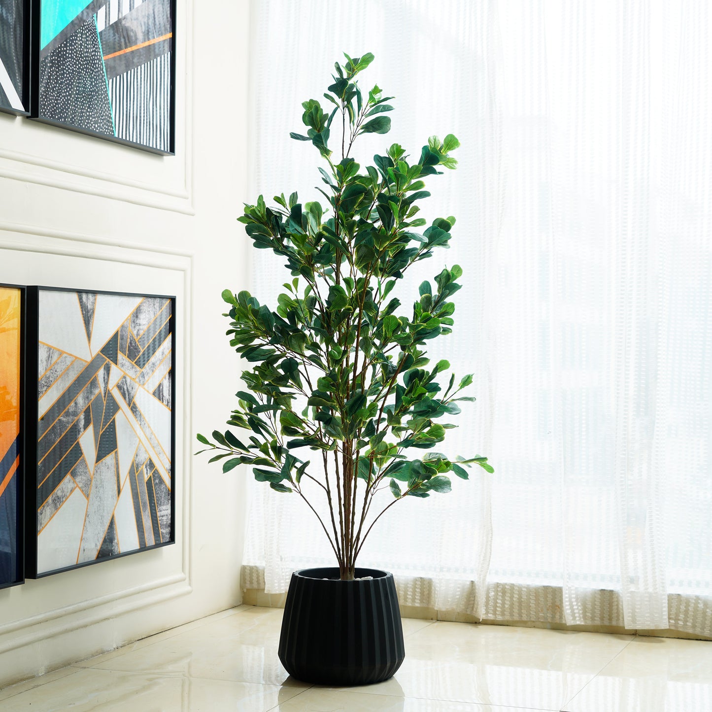 Artificial Trees/Plants Greens of Prosperity: Artificial Fiddle Leaves Plant - 5 feet Tall