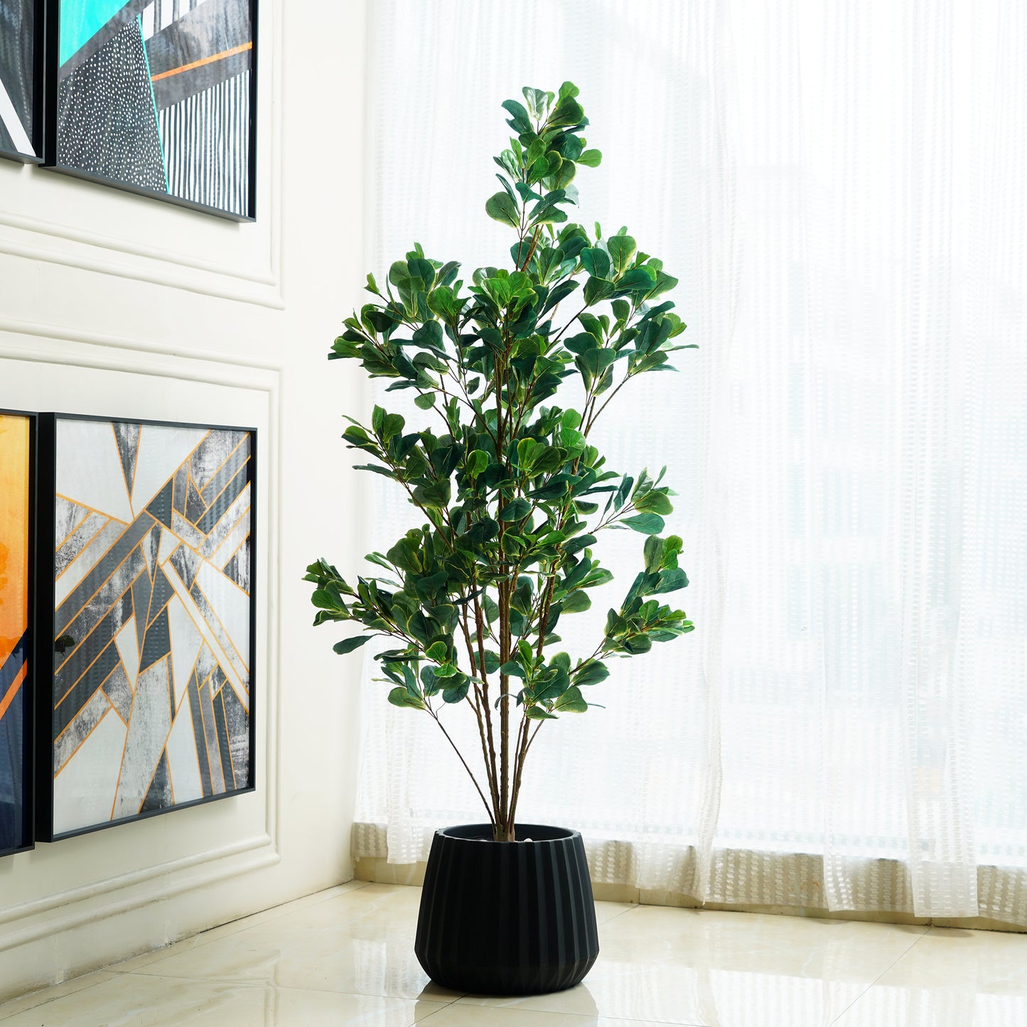 Artificial Trees/Plants Greens of Prosperity: Artificial Fiddle Leaves Plant - 5 feet Tall