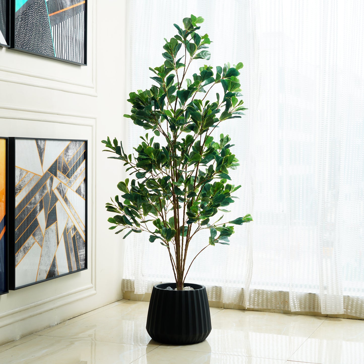 Artificial Trees/Plants Greens of Prosperity: Artificial Fiddle Leaves Plant - 5 feet Tall