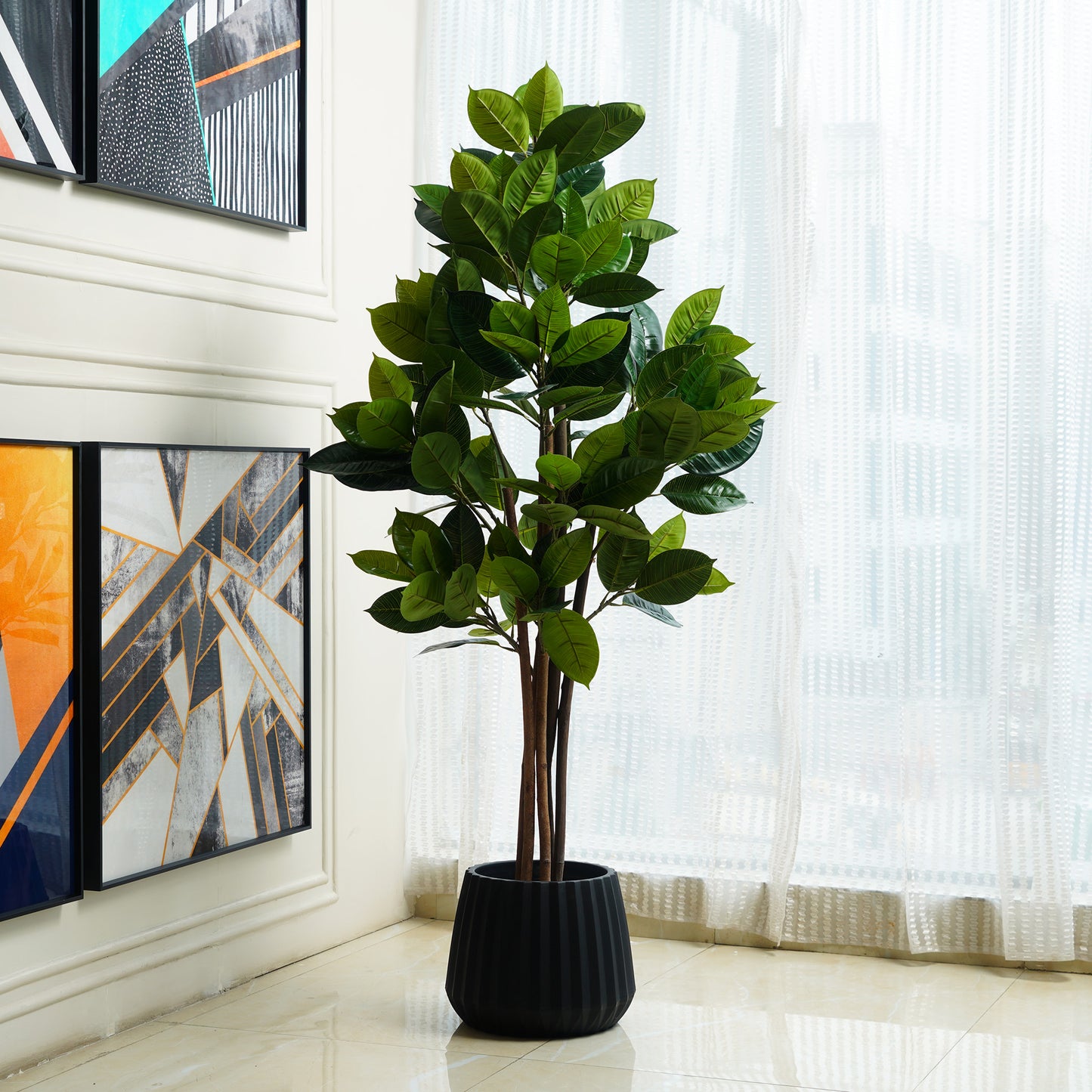 Artificial Trees/Plants The Tropical Euphoria - Artificial Rubber Plant ~ 5 Feet Tall
