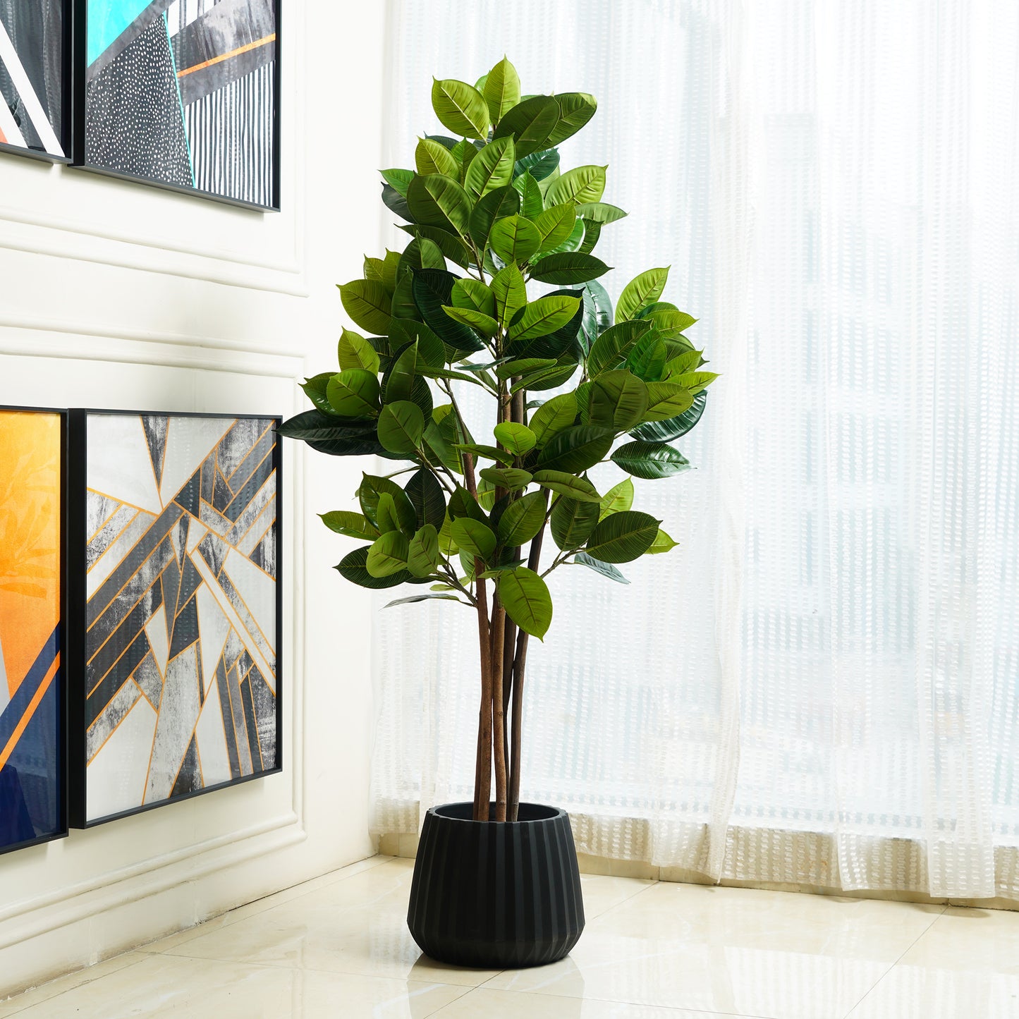 Artificial Trees/Plants The Tropical Euphoria - Artificial Rubber Plant ~ 5 Feet Tall
