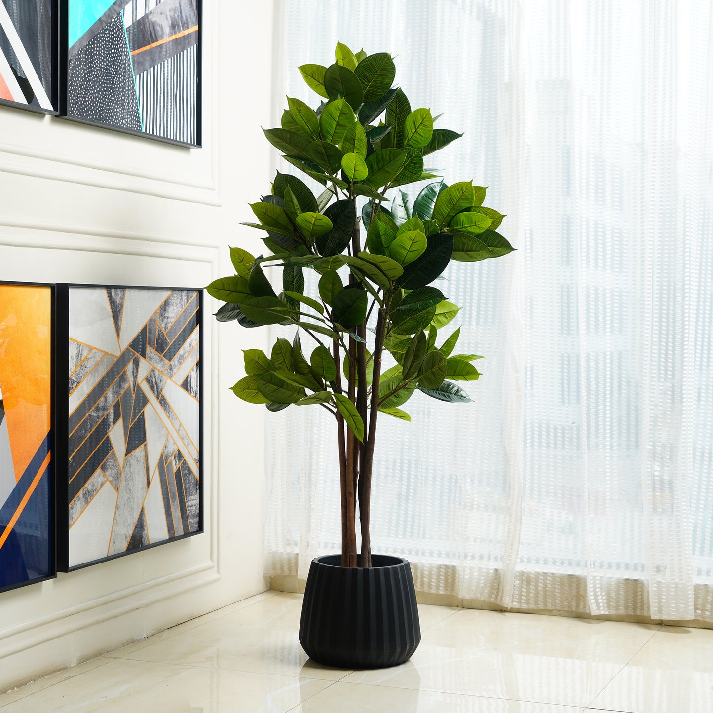 Artificial Trees/Plants The Tropical Euphoria - Artificial Rubber Plant ~ 5 Feet Tall