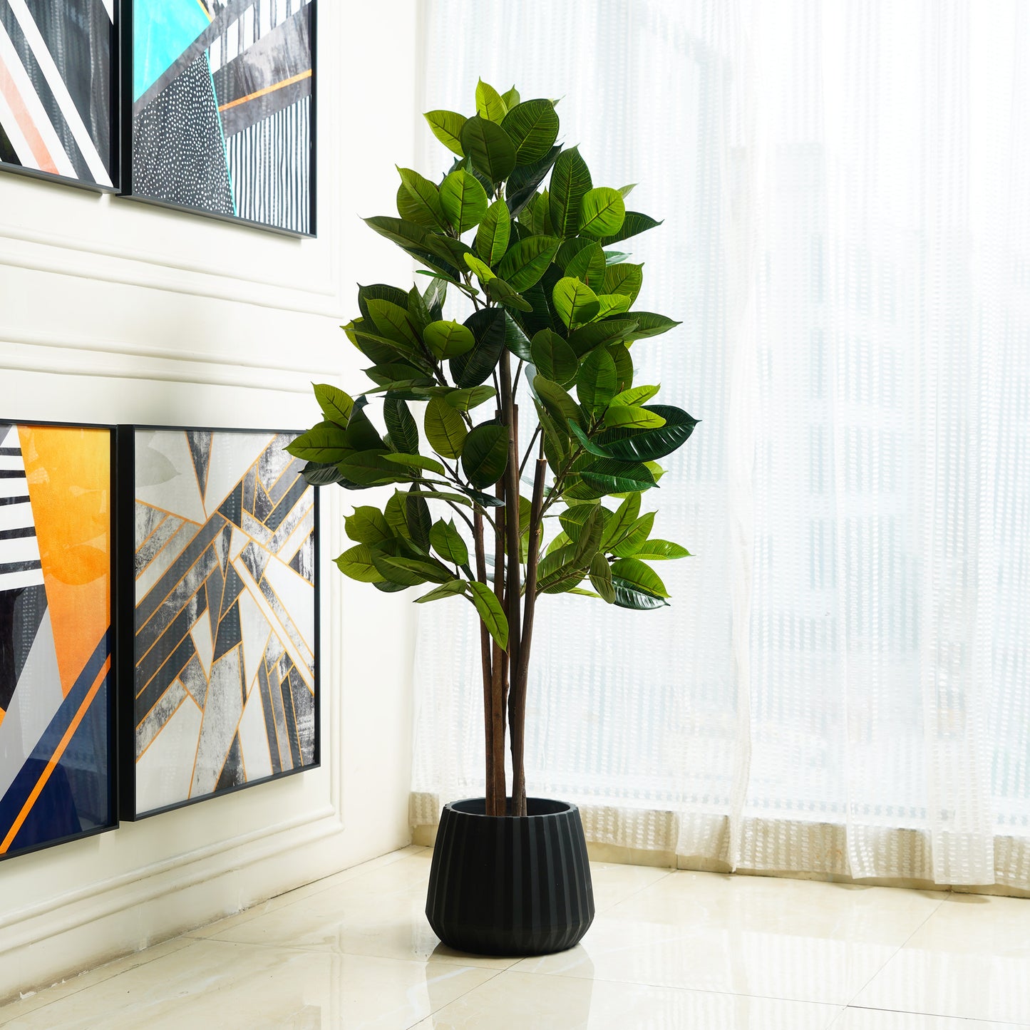 Artificial Trees/Plants The Tropical Euphoria - Artificial Rubber Plant ~ 5 Feet Tall