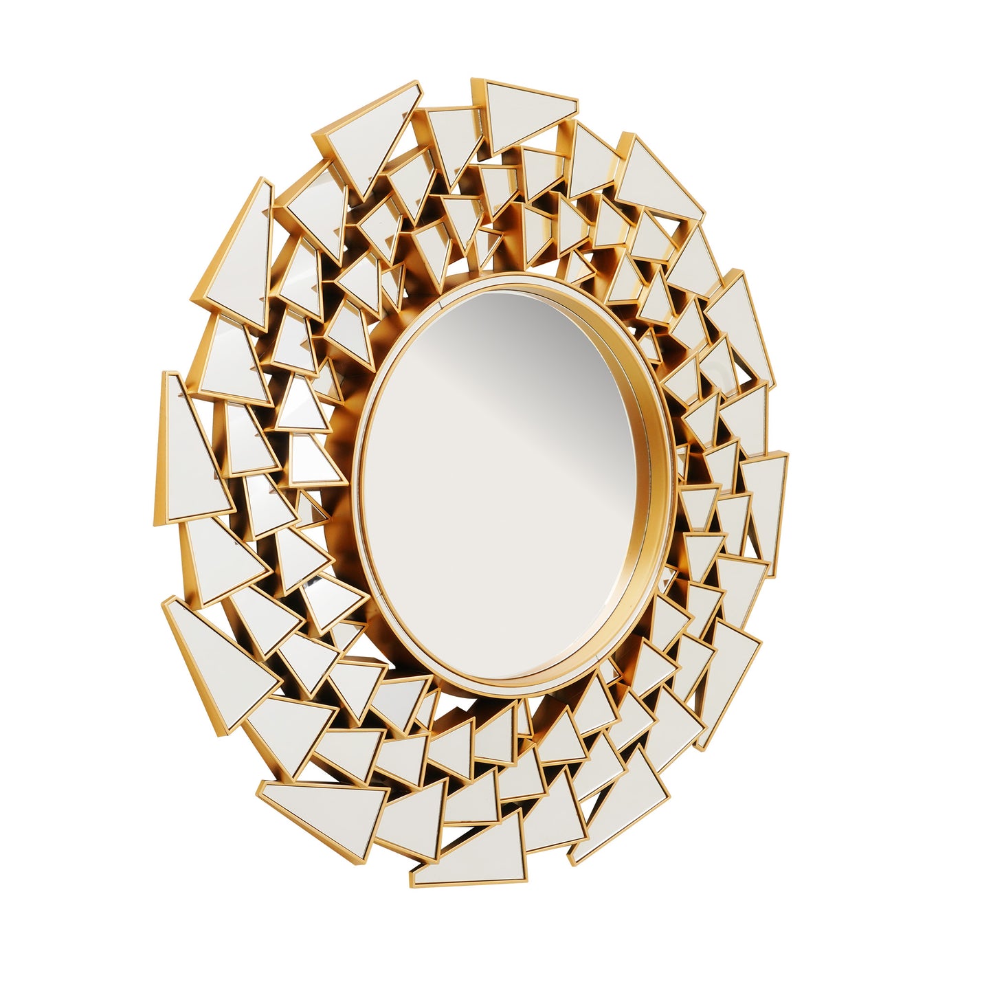 Wall Mirror Urban Odyssey - Gold Finish Decorative Wall Mirror ~ 3 feet Dia