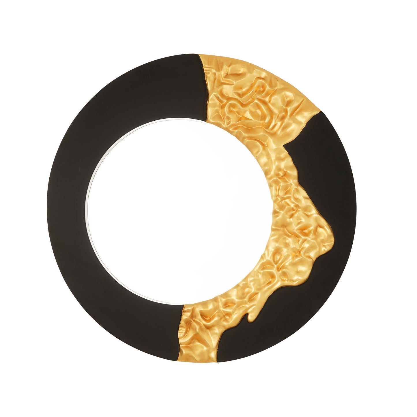 Wall Mirror The Bold Edge - Black & Gold Round Luxury Wall Mirror ~ 3.2 Feet Dia