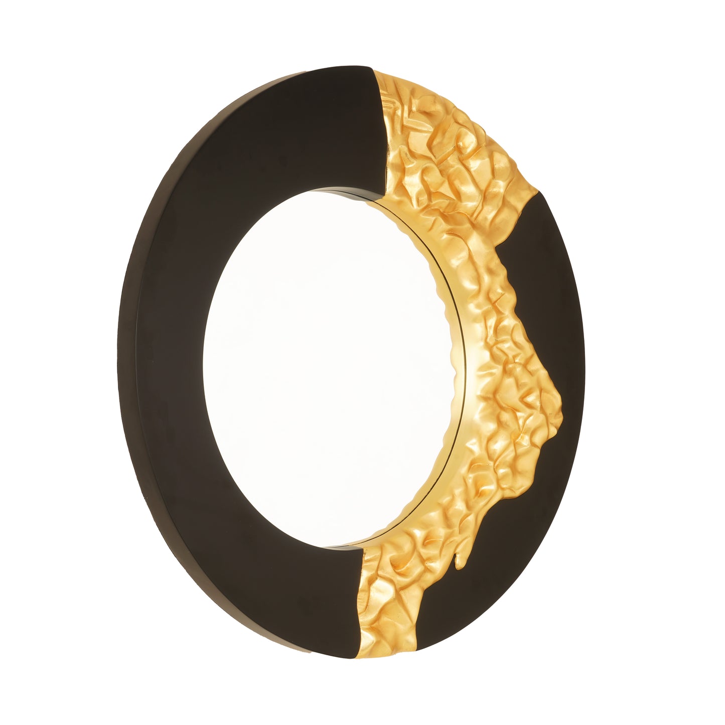 Wall Mirror The Bold Edge - Black & Gold Round Luxury Wall Mirror ~ 3.2 Feet Dia
