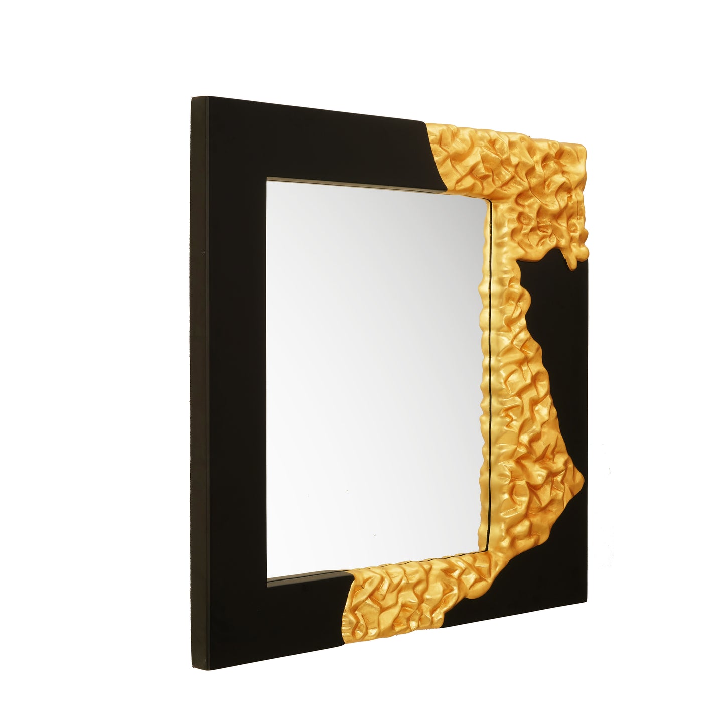 Wall Mirror The Bold Edge - Black & Gold Square Luxury Wall Mirror ~ 3.5 ft x 3.5 ft