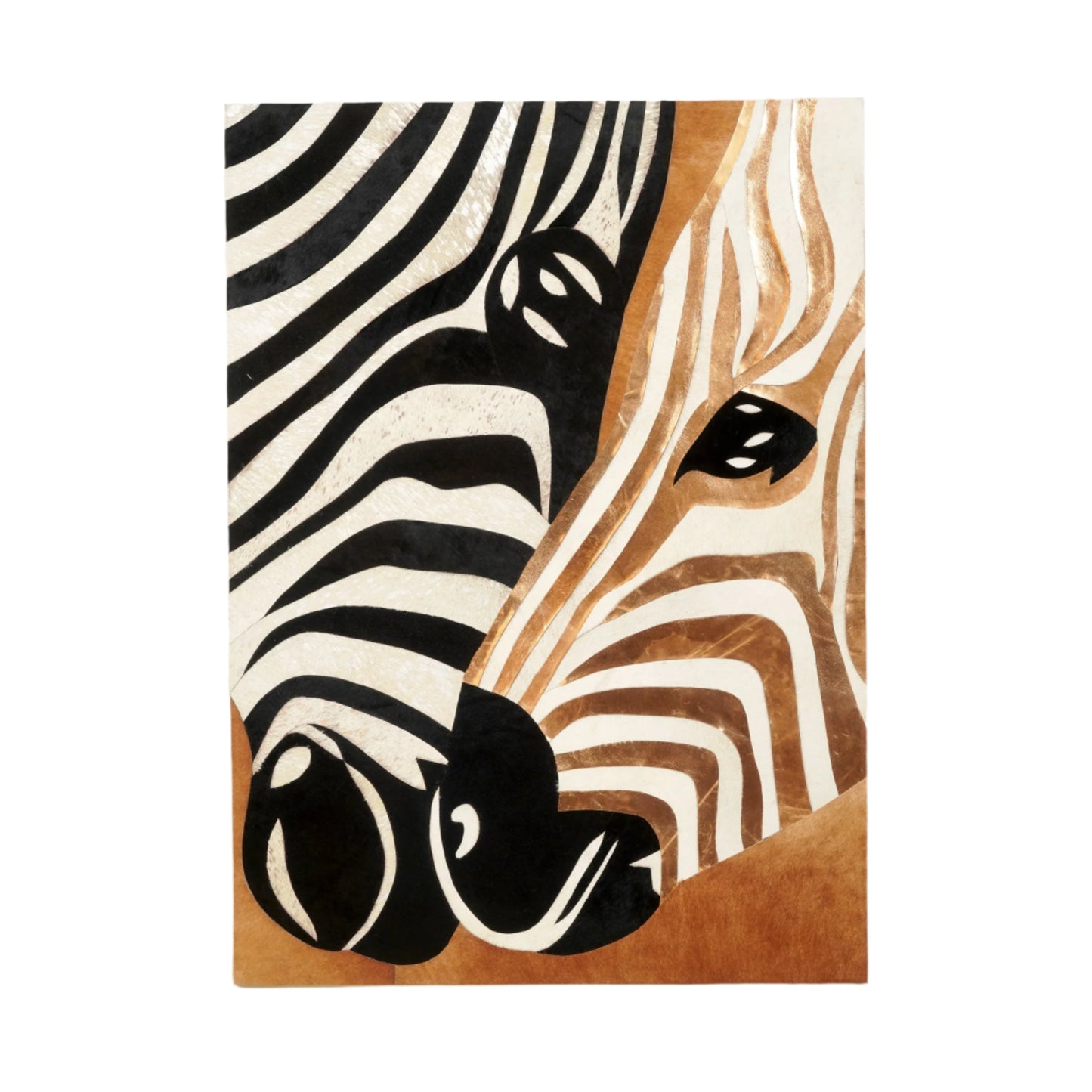 Premium Wall Art Wildly Connected - Zebra Inspired Bovine Leather Wall Art (4.2 ft x 3 ft)