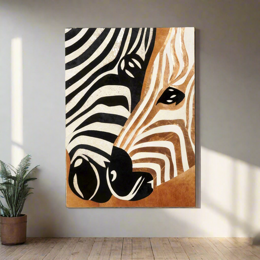 Premium Wall Art Wildly Connected - Zebra Inspired Bovine Leather Wall Art (4.2 ft x 3 ft)