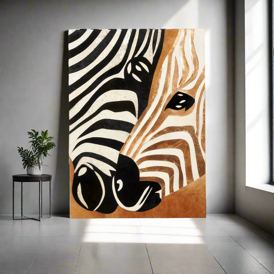 Premium Wall Art Wildly Connected - Zebra Inspired Bovine Leather Wall Art (4.2 ft x 3 ft)