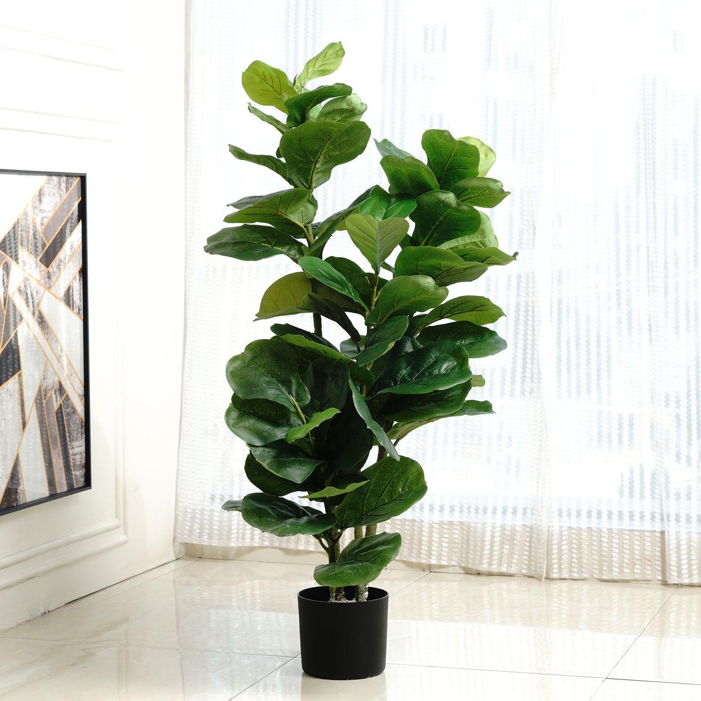 Greens of Prosperity: Artificial Fiddle Leaves Plant - 4 feet Tall