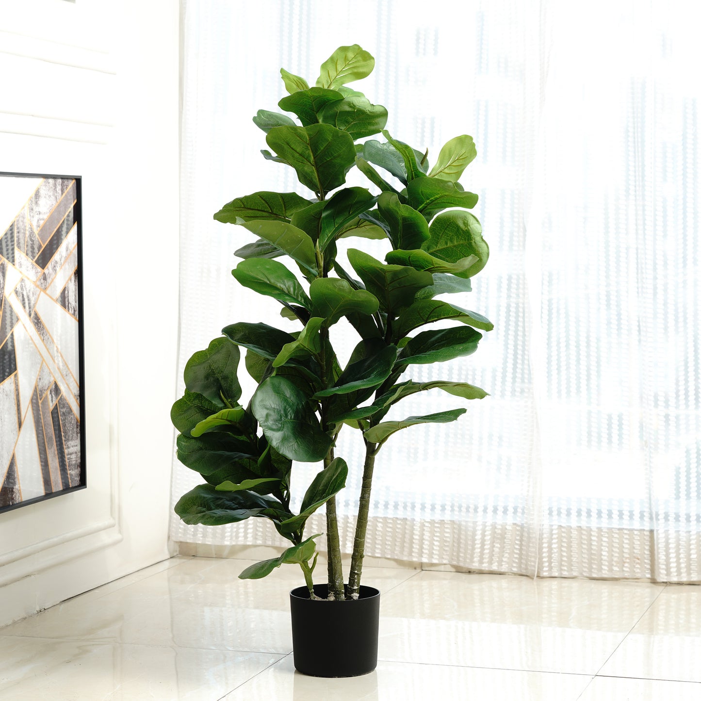 Greens of Prosperity: Artificial Fiddle Leaves Plant - 4 feet Tall