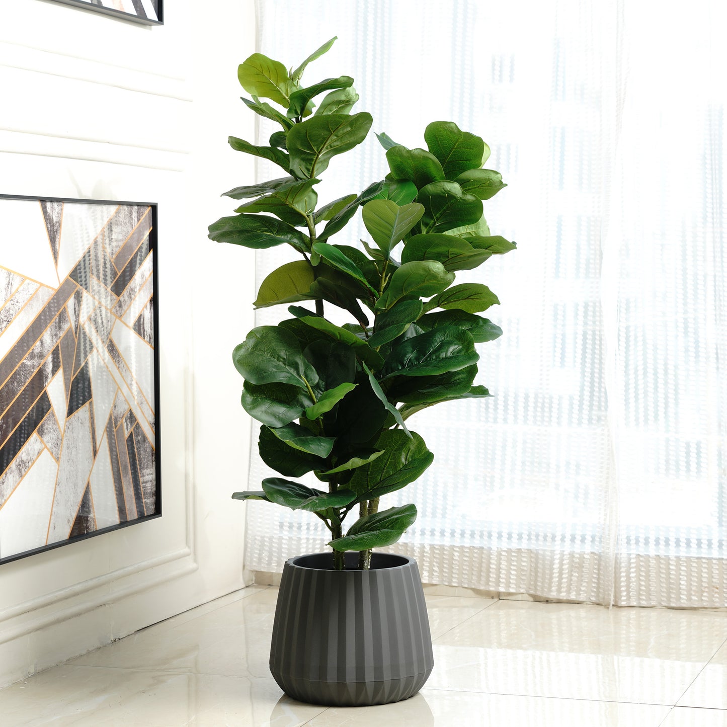 Greens of Prosperity: Artificial Fiddle Leaves Plant - 4 feet Tall