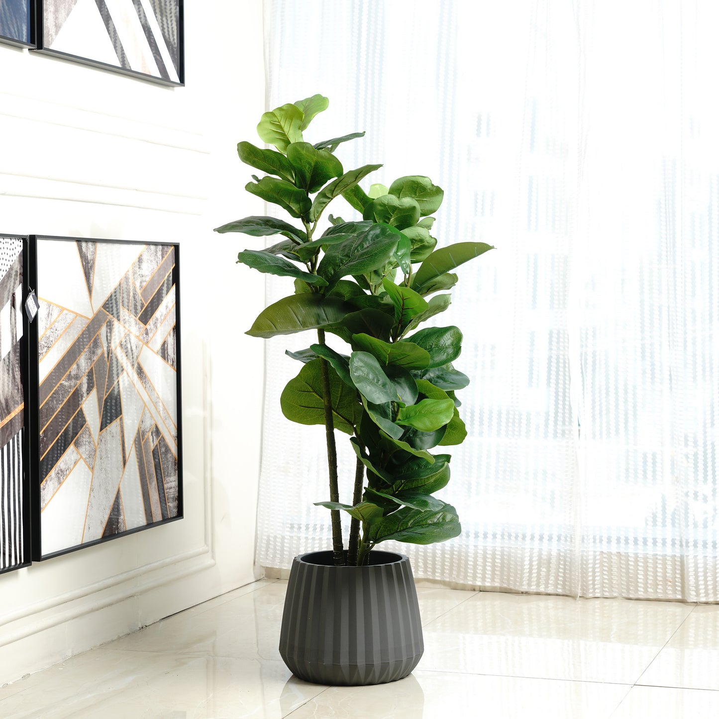 Greens of Prosperity: Artificial Fiddle Leaves Plant - 4 feet Tall