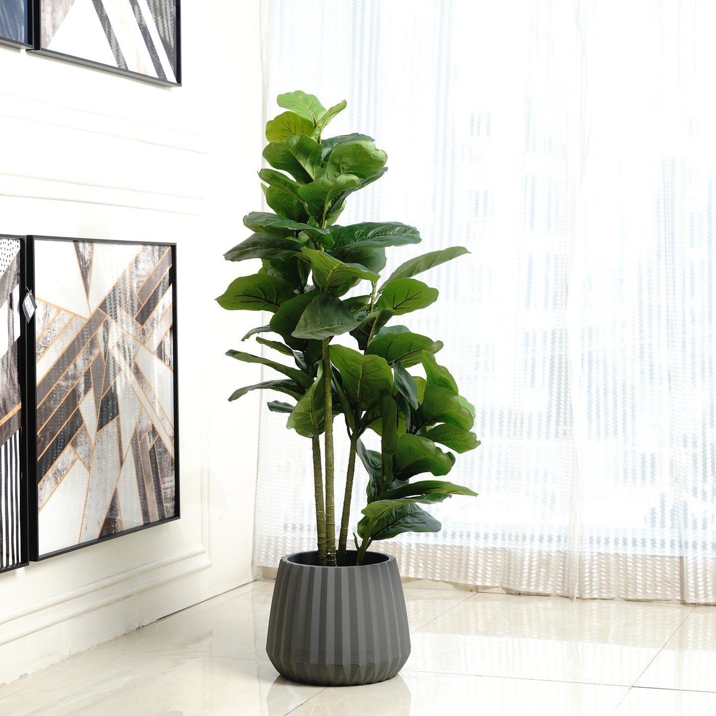 Greens of Prosperity: Artificial Fiddle Leaves Plant - 4 feet Tall