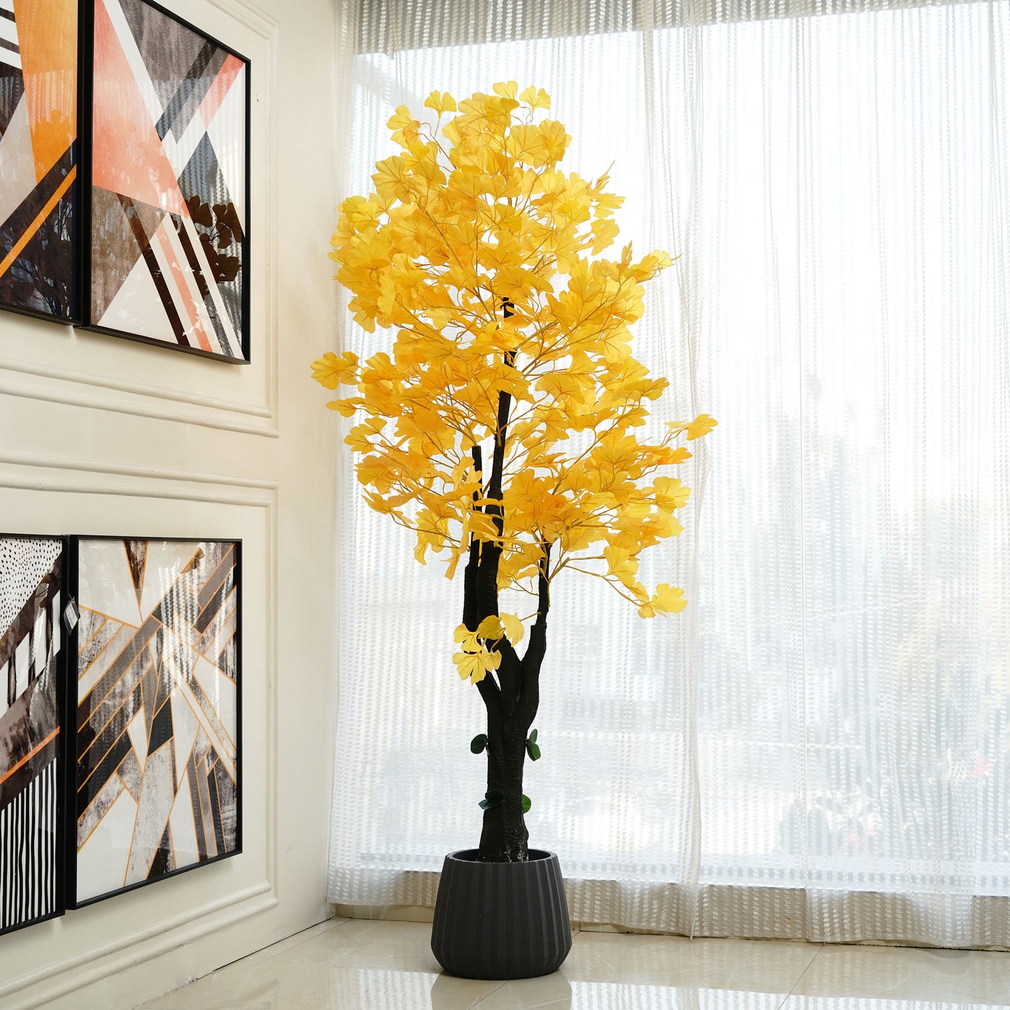 Ginkgo Glow - Artificial Ginkgo Plant ~ 7 Feet Tall