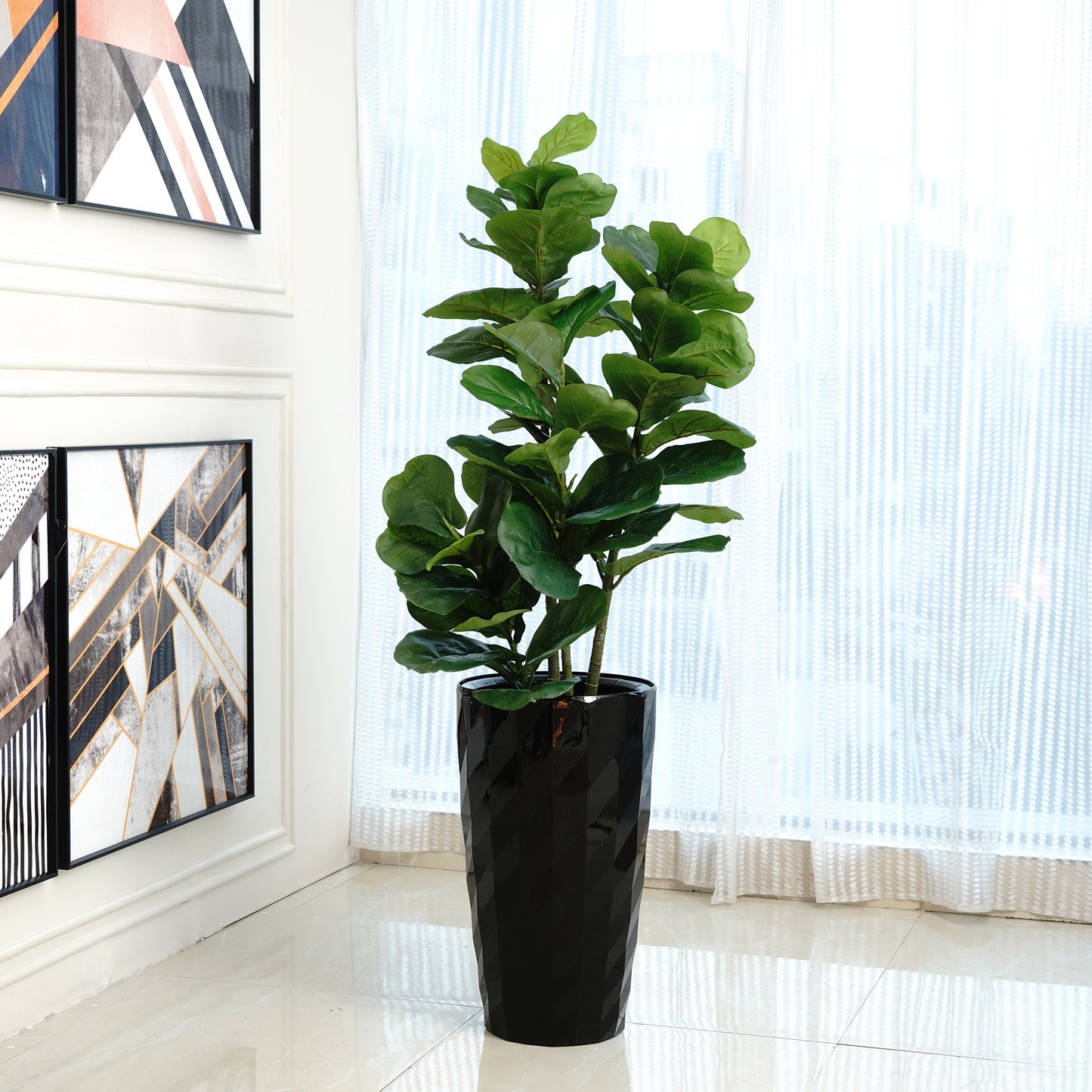 Greens of Prosperity: Artificial Fiddle Leaves Plant - 4 feet Tall