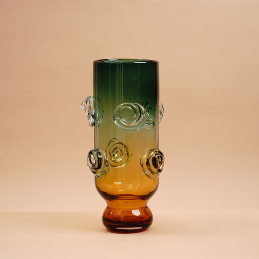 Table Vase Sunlit Meadow - Yellow & Green Glass Table Vase