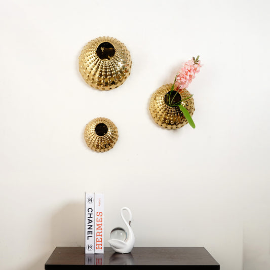 Wall Mounts & Accents Solar Husk - Golden Colour Ceramic Wall Mount Decor (Set of 3)