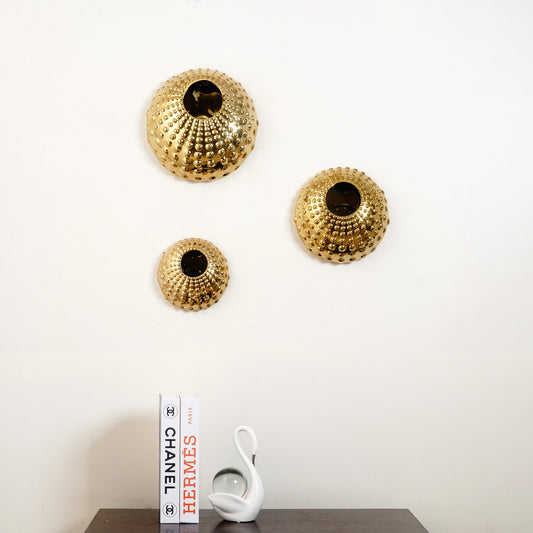 Wall Mounts & Accents Solar Husk - Golden Colour Ceramic Wall Mount Decor (Set of 3)