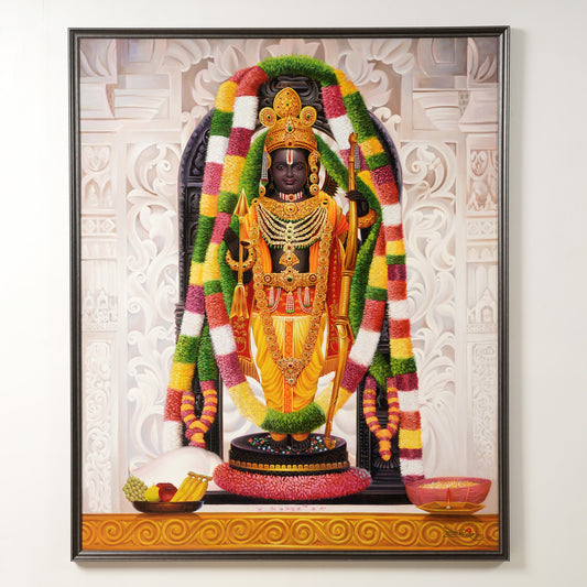 Handmade Oil Paintings Vibrance of Devotion - Lord Rama Handmade Oil Painting (5 ft x 4 ft)