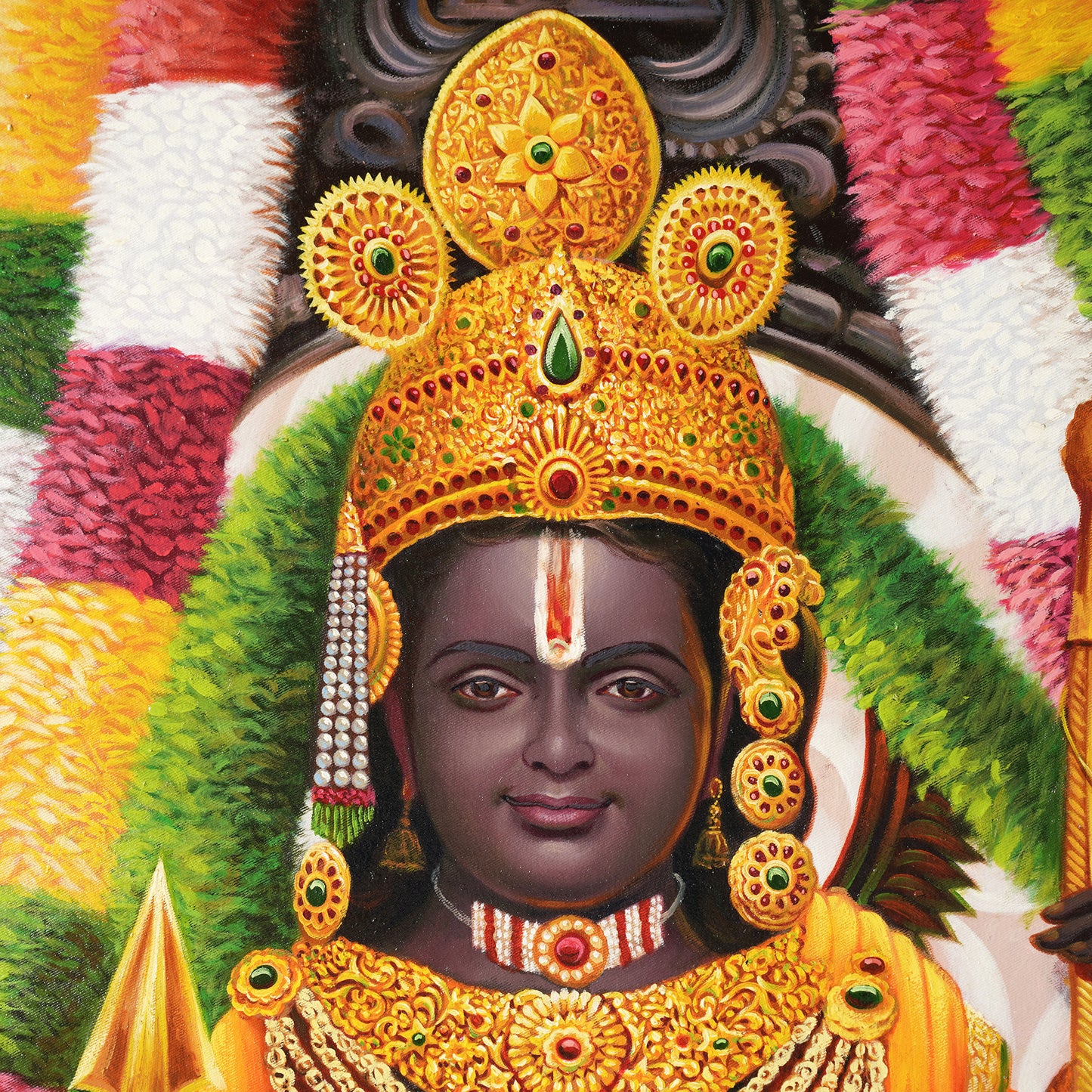 Handmade Oil Paintings Vibrance of Devotion - Lord Rama Handmade Oil Painting (5 ft x 4 ft)