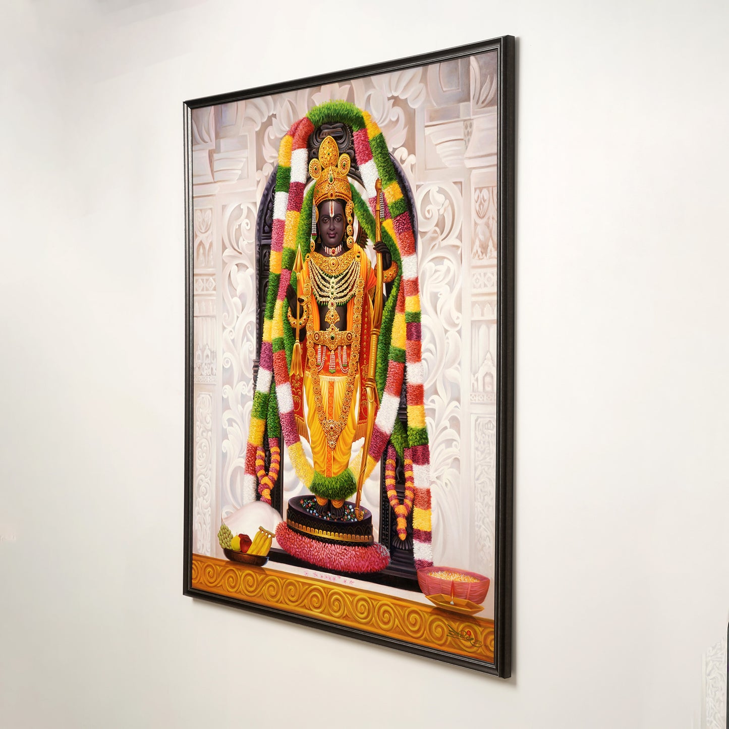 Handmade Oil Paintings Vibrance of Devotion - Lord Rama Handmade Oil Painting (5 ft x 4 ft)
